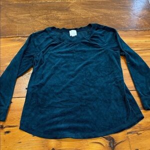 Sunday Dark Teal Green Women's Velour Sweater Top Short Size Medium